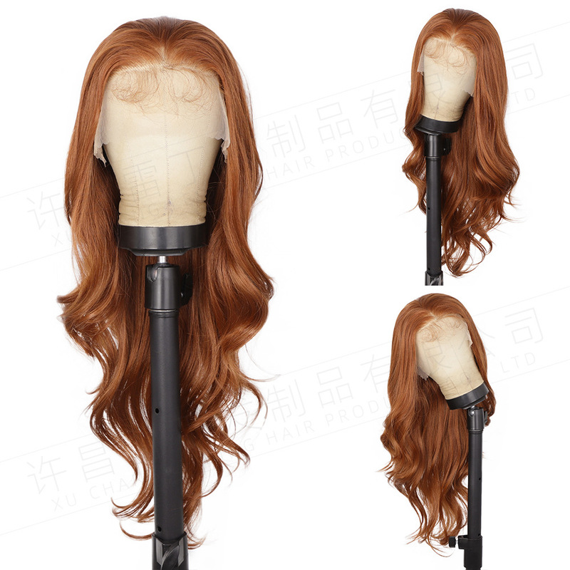 European and American Wigs for Women Pure Color Big Wavy Long Curly Hair Wig Export Headgear Front Lace 13*6 Chemical Fiber Wig Wigs