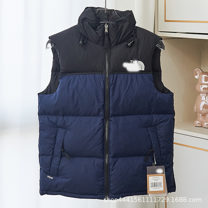 Outdoor thickened stand-up collar 1996 down vest, unisex, loose fit, suitable for autumn and winter, color-blocking outerwear vest Outdoor thickened stand-up collar 1996 down vest, unisex, loose fit, suitable for autumn and winter, color-blocking outerwear vest