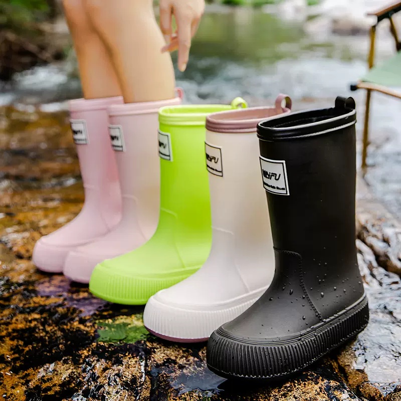 时尚包边防水鞋雨鞋女士中筒高筒雨靴户外穿加绒秋冬保暖胶鞋女款