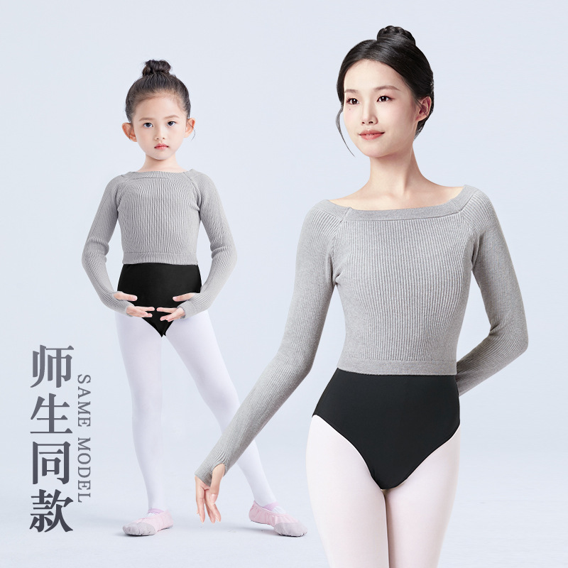 Dance Practice Clothes for Adults, Autumn and Winter Long-Sleeved One-Line Collar Sweaters, Chinese Dance, Classical Dance, Ballet Body Shawl Tops