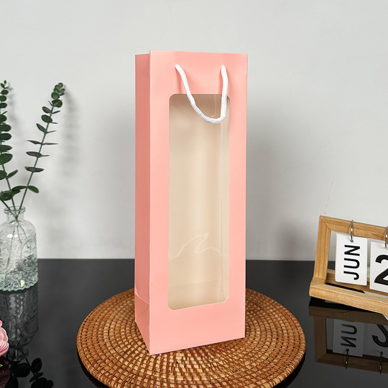 Rosa; cartón blanco; bolsa de vino tinto 12,5*8,5*36cm