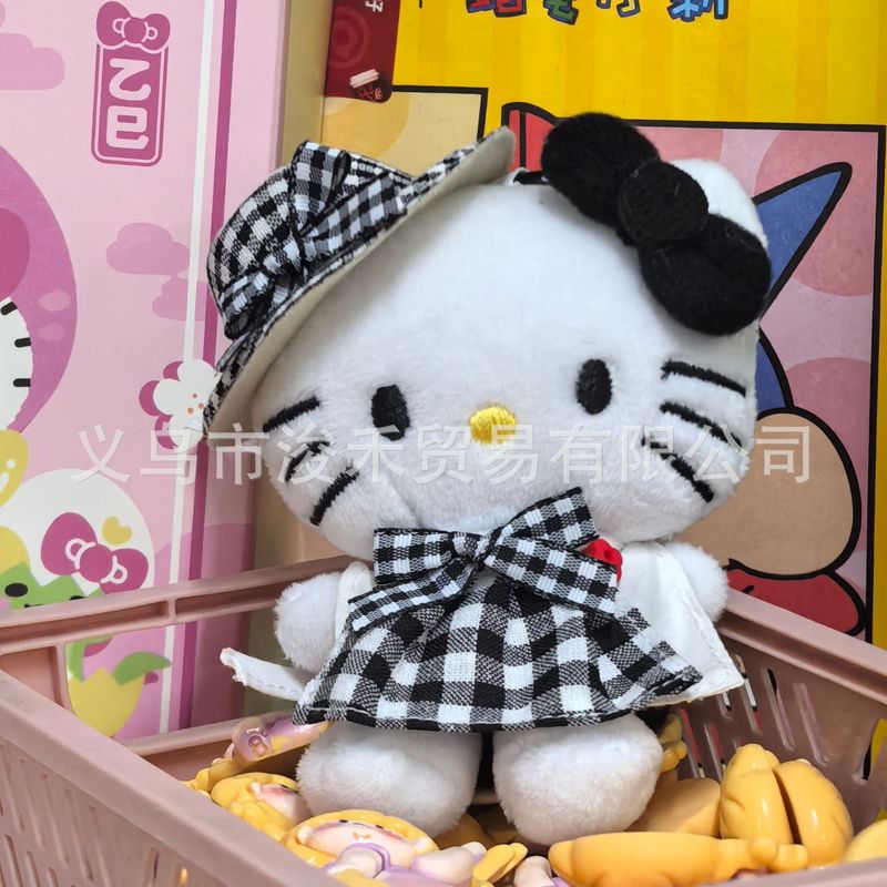秋季新款格子礼帽kitty公仔钥匙扣星星挂件挂饰包包少女心可爱毛|undefined