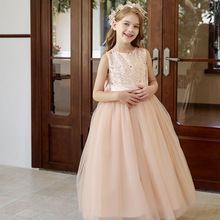 儿童礼服公主裙高端女童钢琴演出服花童婚礼主持人蝴蝶结长裙批发