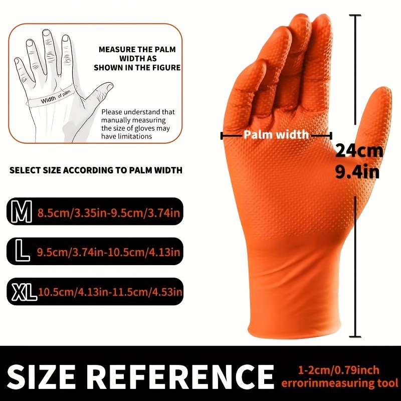 Guantes naranja y negros de diamante para reparación de automóviles gruesos desechables de 8mil guantes de nitrilo