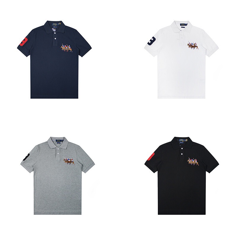 Correct Version of the Original Rl Ralph Lauren Pony Logo Casual Horse Racing Lapel Polo Shirt T-Shirt Short-Sleeved for Men and Women Correct Version of the Original Rl Ralph Lauren Pony Logo Casual Horse Racing Lapel Polo Shirt T-Shirt Short-Sleeved for Men and Women