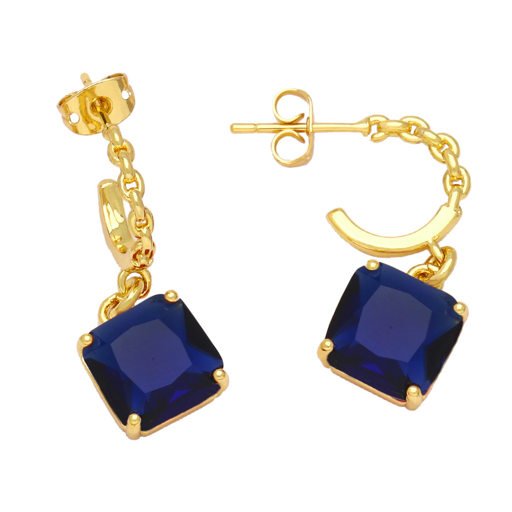 Fashion Square Copper Inlay Zircon Drop Earrings 1 Pair