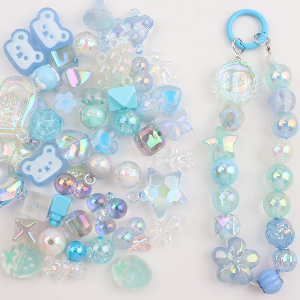 電気メッキUVカラー高光沢異形人魚姫穴あきビーズ手作りDIYネックレス携帯ストラップ材料パックアクセサリー