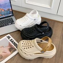 厚底洞洞鞋女款夏外穿2025新款增高防滑高跟沙滩EVA包头凉拖鞋女
