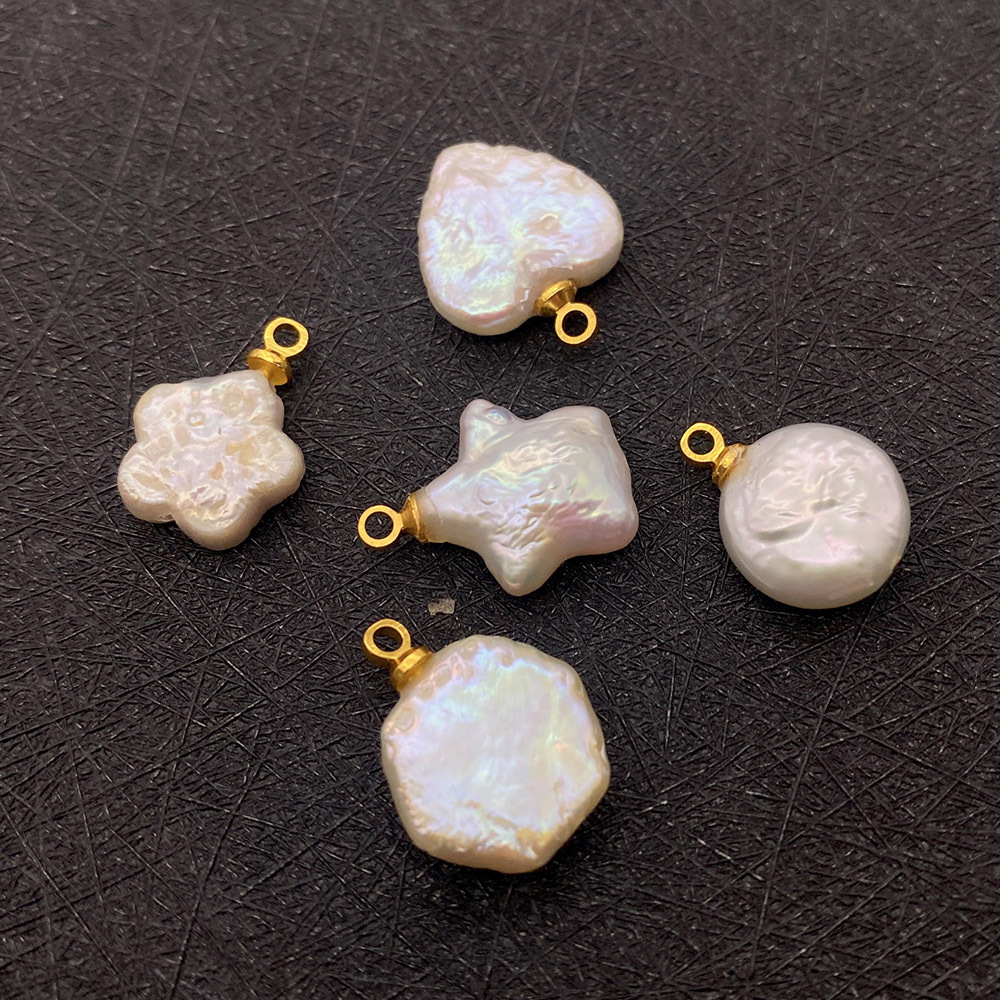 1 Piece Quantity Freshwater Pearl Material 1 Piece 11x15mm 13x16mm Freshwater Pearl Hexagon Round Heart Shape Pendant