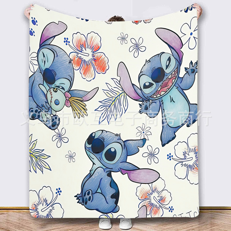 Stitch crossover TEMU explosión manta impresión de dibujos animados Stitch anime franela manta sofá manta