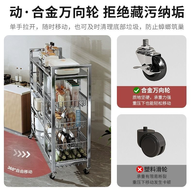 Cesta de verduras de acero inoxidable estante de cocina piso multicapa multifuncional horno de microondas estante de almacenamiento de utensilios estante de bocadillos