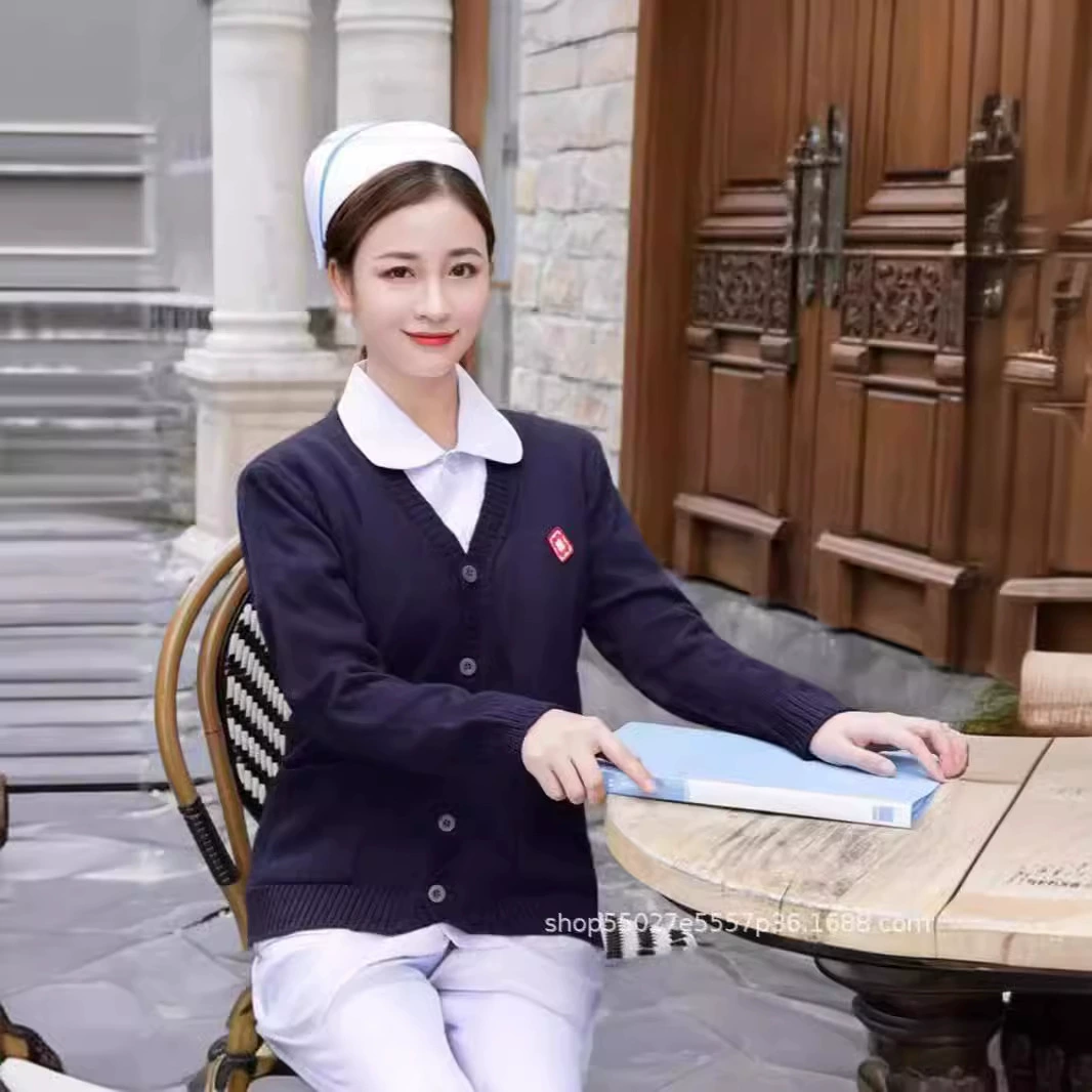 Медсестра свитер куртка кардиган женский бархат толстый теплый большой размер