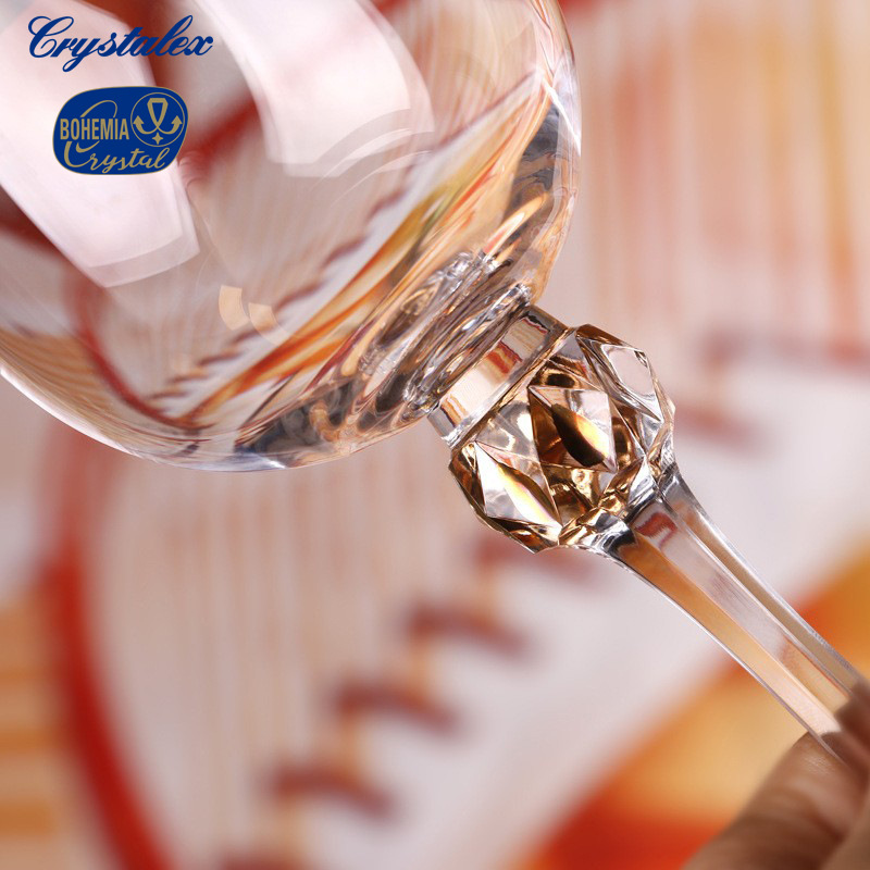 Copas de vino de cristal sin plomo importadas de República Checa, copas de vino tinto, copas, vasos de whisky, juego de copas de champán para el hogar con ribete dorado