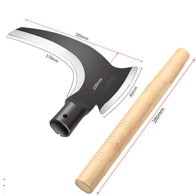 跨境锰钢双刃镰刀园艺除草草镰刀多功能双刃砍刀割树柴刀园艺工具