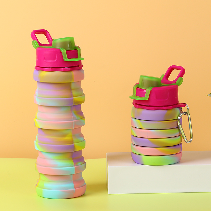 Taza de agua deportiva de silicona de grado alimenticio 500ml telescópica plegable al aire libre hervidor de agua resistente a altas temperaturas taza de agua de silicona portátil