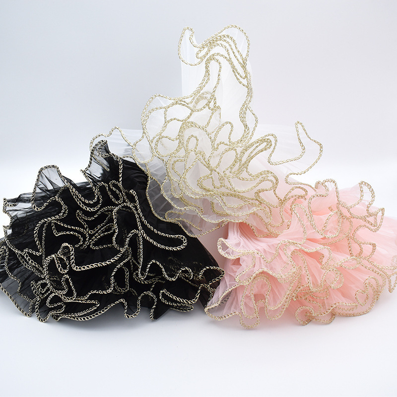 Pleated Phnom Penh Wave Flower Gauze Flower Packaging Gauze Black Gauze Korean Handmade DIY Florist Art Material Wholesale