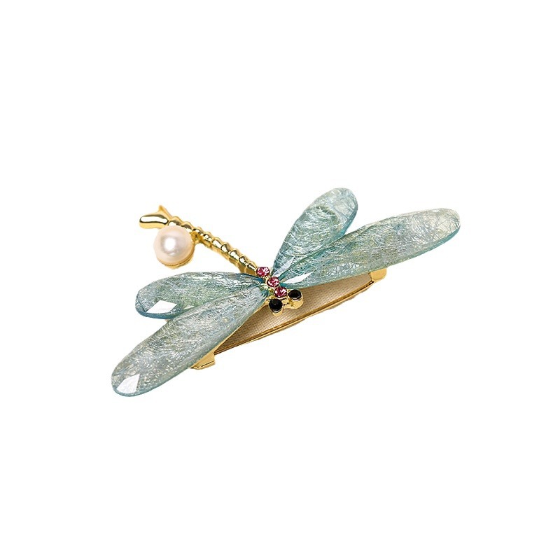 Freshwater pearl temperament fashion corsage new blue dragonfly elegant brooch fixed clothes to prevent exposure_voghion.com