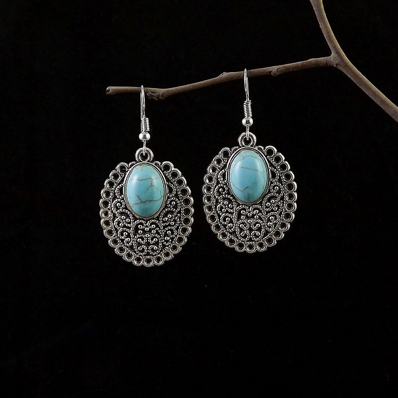 Ethnic turquoise short elegant fashionable retro earrings…