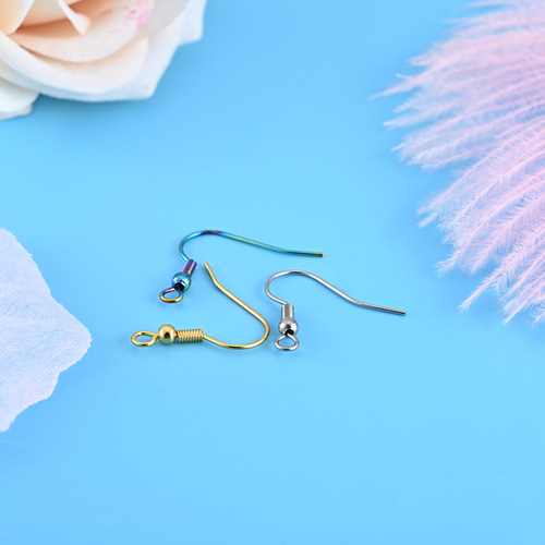 Factory direct sales of stainless steel electroplated DIY earring accessories, multi-color beads, curved wire, earrings, ear hooks and earring accessories
