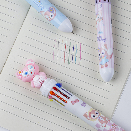 Cartoon cute ten-color pen multi-function push-type 10-color ballpoint pen exam office multi-color signature pen 1