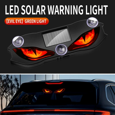 Solar-Powered Car Devil's Eye LED Ambient Light, Wireless Suction Cup Dynamic Expression Light, Red, Blue, Green Tri-Color Available (Other lights) - led-devils-eye-red-light-one-pack