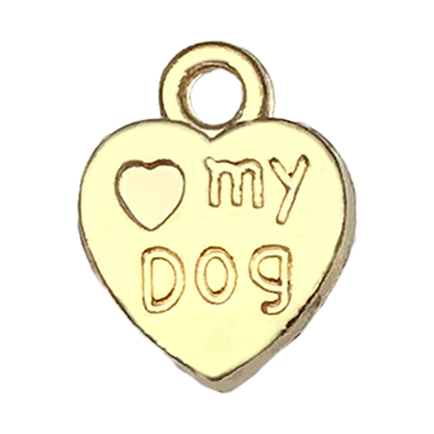 20530-KC 금 아연 합금 하트 모양 MYDOG 개 13x10mm-1.3g