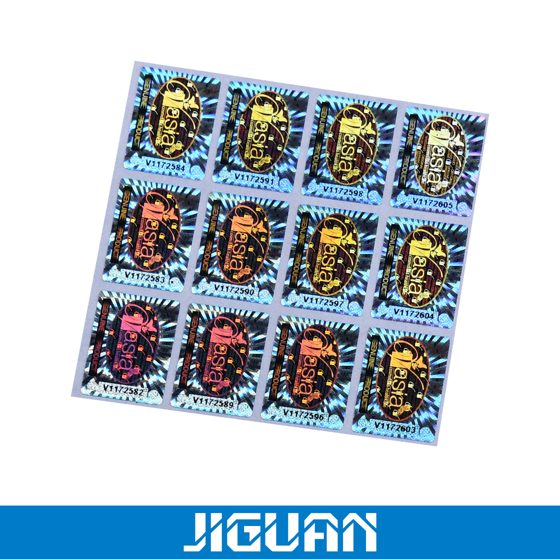 光聚合防伪商标，亮银龙标签，PVC防伪标签