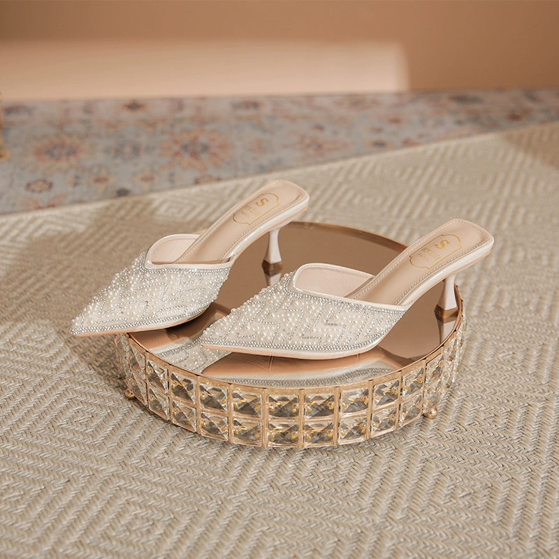 Сандалии-сланцы NSQ Summer Pearl: обувь на ножке со с pointed-toe для интернет-знаменитостей и снятия напряжения в ногах