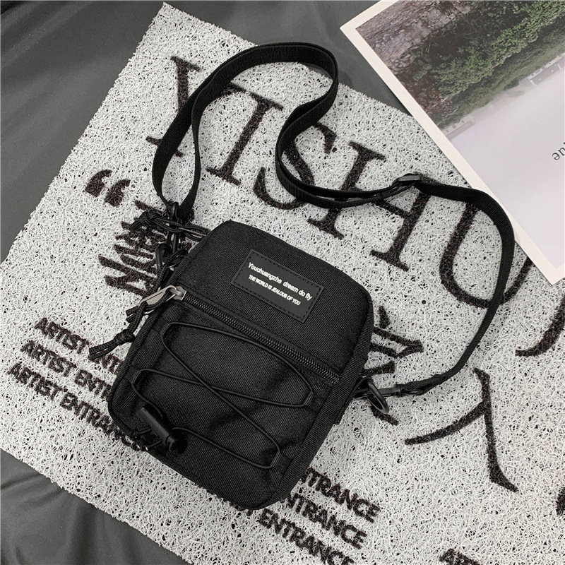 67g Weight Zipper Closure Type Single Shoulder Strap Strap Type Crossbody Bag Bags Type Nylon Material Letter Pattern Streetwear Style Square Shape Khaki, Light Grey, White, Black Color Small Size Small Nylon Letter Streetwear Square Zipper Crossbody Bag 69