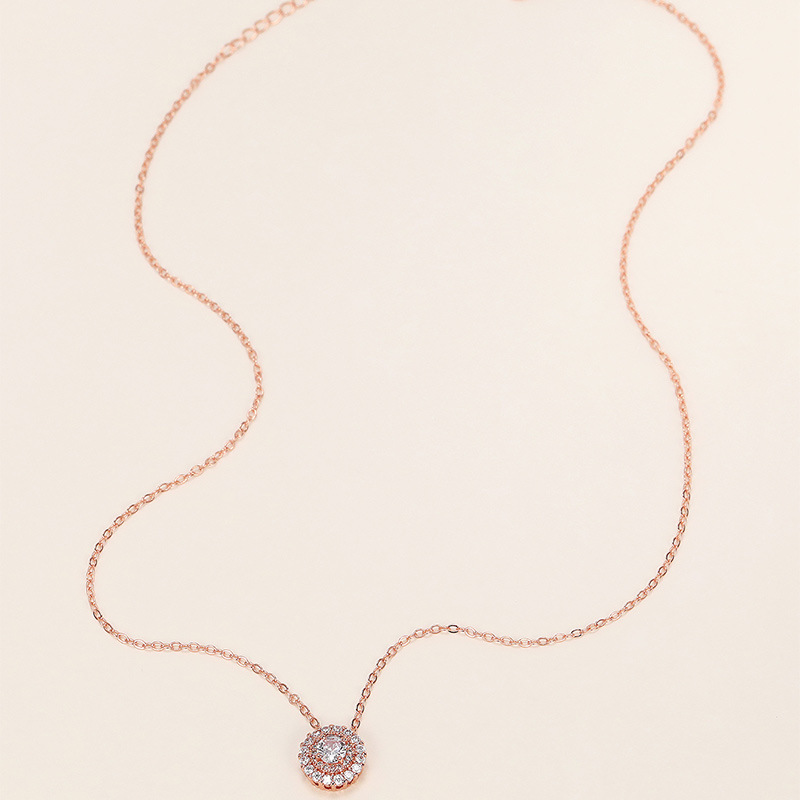 new collarbone copper plated rose gold micro-encrusted zircon necklace