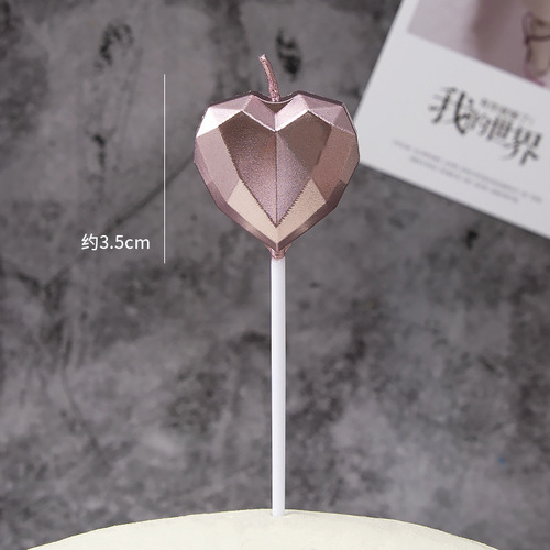 PVC boxed love star birthday cake candle decoration creative romantic love diamond gold-plated heart-shaped candle