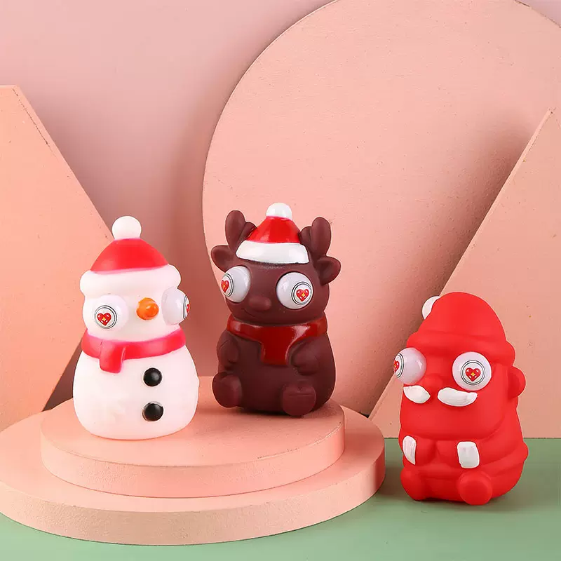 跨境圣诞节解压捏捏乐挤爆眼圣诞老人雪人减压发泄慢回弹玩具批发