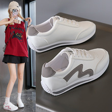 阿甘鞋女鞋2024新款春秋休闲皮面平底板鞋透气学生时尚软底小白鞋