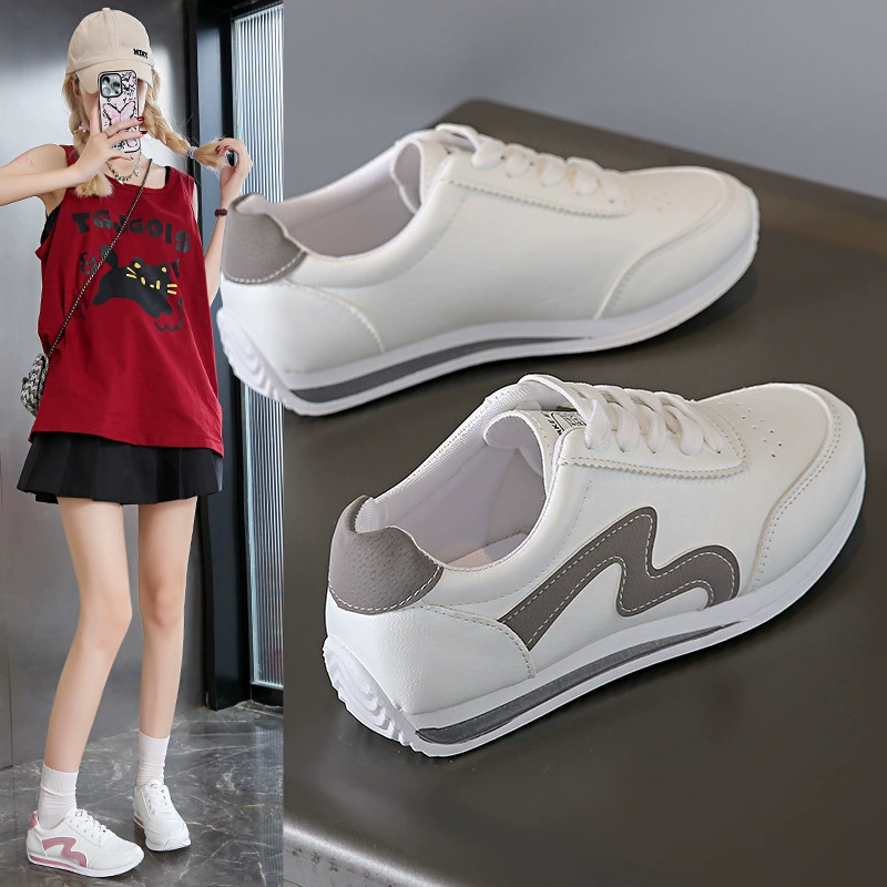 Агамская обувь Женская обувь 2024 Новый весенний и осенний повседневный кожаный туфли на плоском подошве дышащие студенты модные мягкие туфли на белой подошве