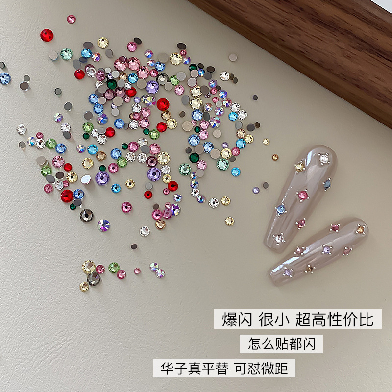 High-Quality Super Shiny Nail Art Rhinestones Mixed Flat-Back Rhinestones Trending Popular Imitation Huazi Dazzling Colorful Nail Decorations