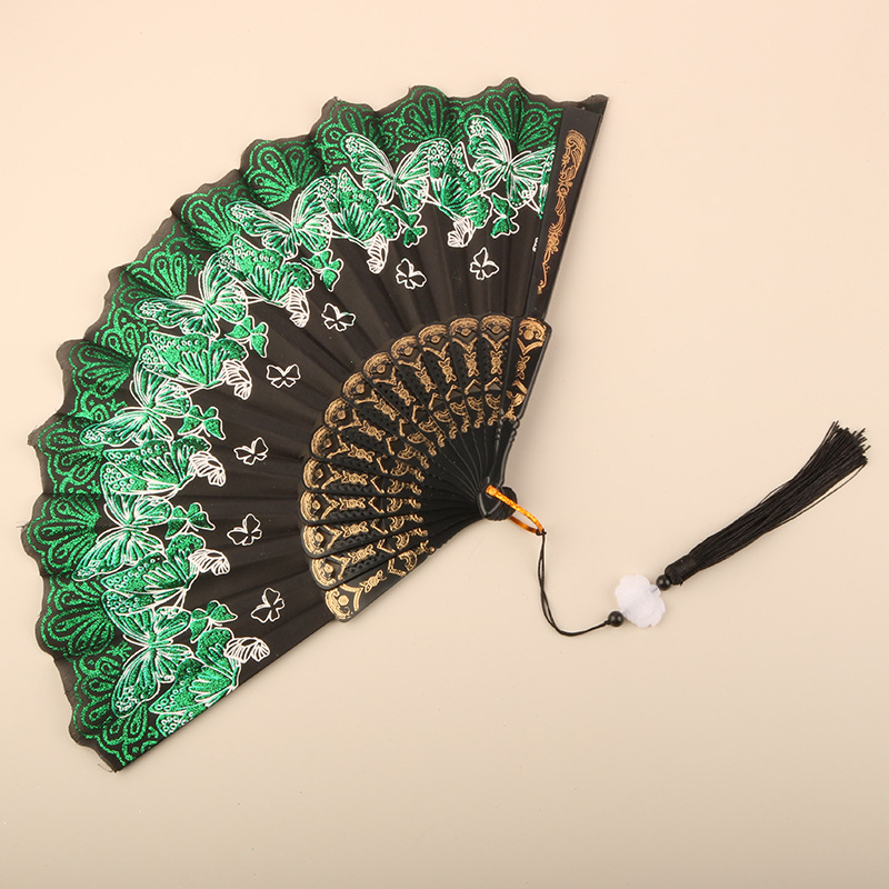 Abanico Plegable de Encaje de Plástico, Estampado, para Danza image 29