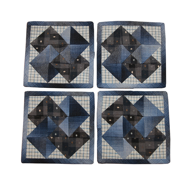 Primer paño teñido estera de té hecho a mano DIY patchwork corredor de mesa bordado Lu bordado estera de la placa de té Zen camino de mesa té arte de la vendimia toalla de té