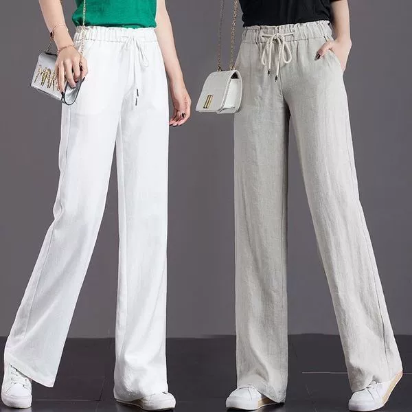 Хлопковые летние брюки, высокая талия, oversize, свободный прямой крой