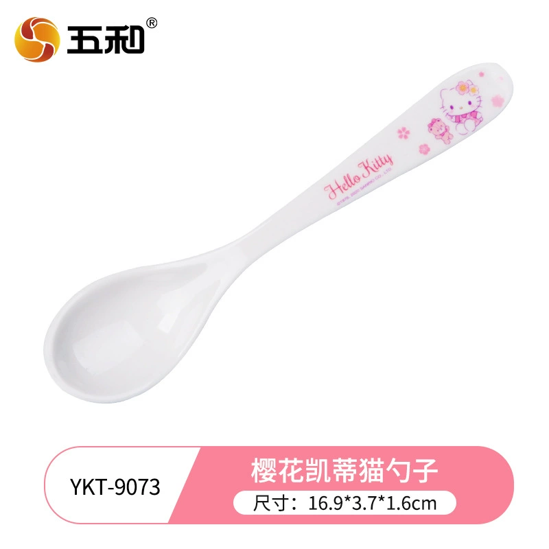 Hello kitty, подлинная посуда для кормления детская творческая милая ложка для прикорма