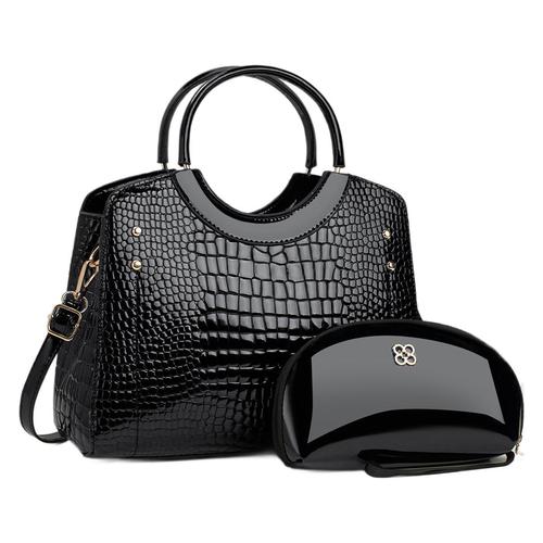 Handbag with python pattern, mother and daughter style, shiny leather platinum bag, fashionable unidirectional shoulder and crossbody bag for women.