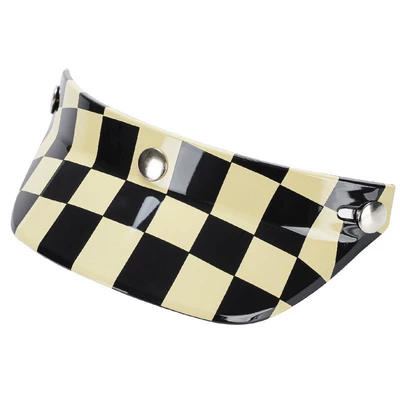 Motorcycle Safety Supplies retro helmet special visor 3/4 - retro-milk-white-black-and-white-checkered-retro-style