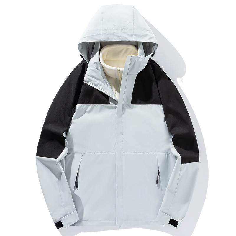 2023 invierno nuevo traje de asalto 3 - en - 1 para hombres y mujeres engrosado dos piezas juego de ropa al aire libre a prueba de viento, agua y lana