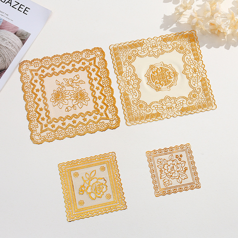 Taza de PVC cuadrada europea transfronteriza almohadilla de aislamiento térmico vacía mesa de té impermeable a prueba de deslizamiento almohadilla de rosa dorada