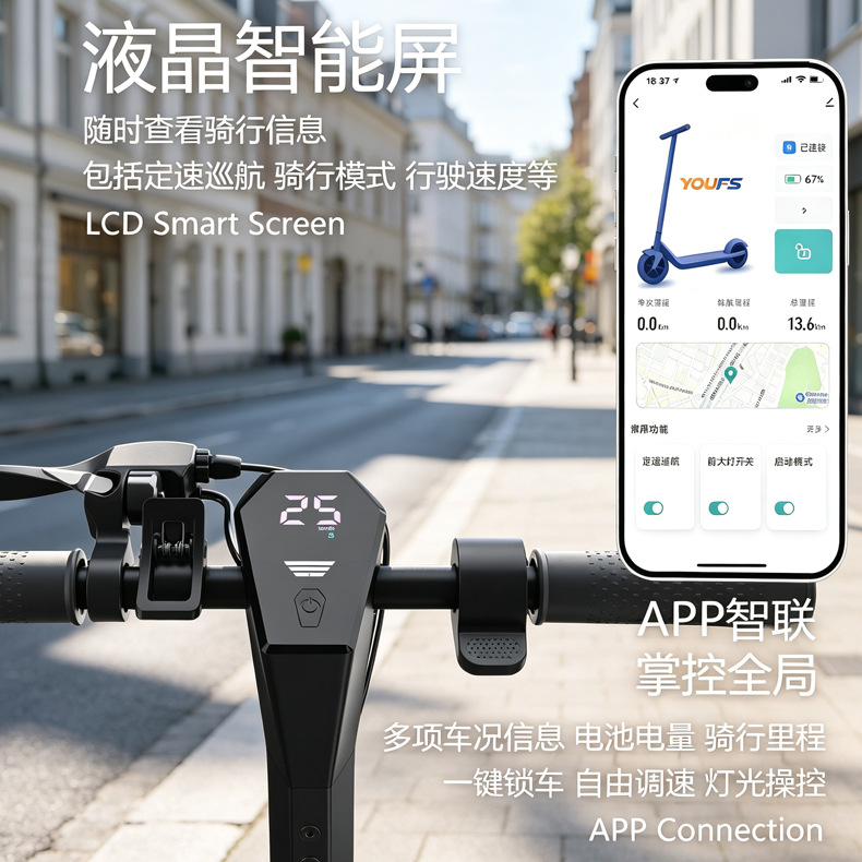 Cross-border overseas warehouse direct shipment to Germany: ABE certified electric scooter for adults, 10-inch foldable, peak power 500W