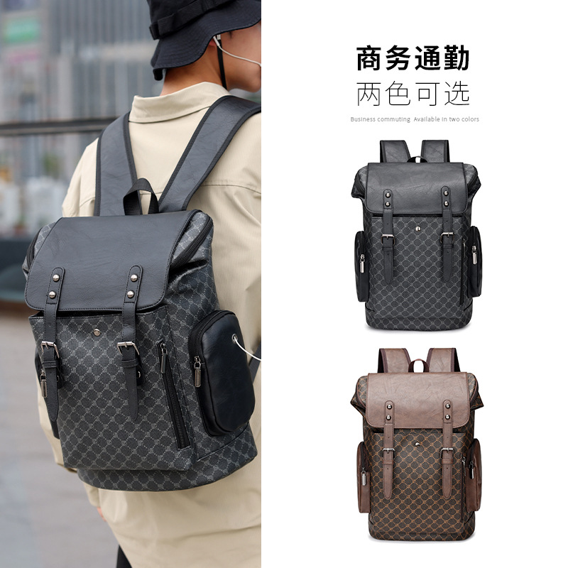 Transfronterizo 2025 nueva mochila de hombre impresión casual textura de negocios bolsas de computadora de viaje de negocios mochila de color