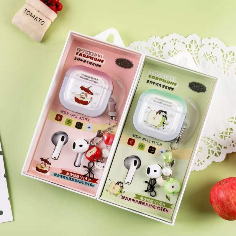 New Cute Apple Cat Tws Bluetooth Stereo Long-Lasting True Wireless Earphones Earxiansen Tws-307 New Cute Apple Cat Tws Bluetooth Stereo Long-Lasting True Wireless Earphones Earxiansen Tws-307