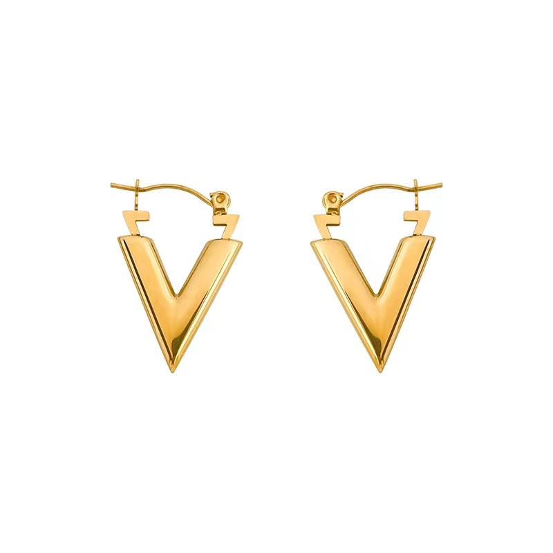 Fashion Letter Solid Color Titanium Steel Plating Earrings 1 Pair