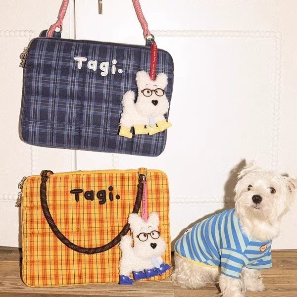 Spot Tagi Woven Small Pillow Embroider Beaded Satchel Shoulder Anti-Fall and Bubble Wrap Computer Bag Notebook Bag Polyester