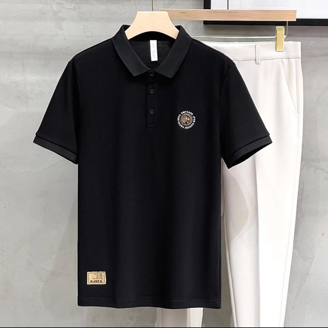 Kort pikétröja för 2024 vår/sommar ny trend broderad liten etikett koreansk version halvärmad ungdomsslag för män_voghion.com