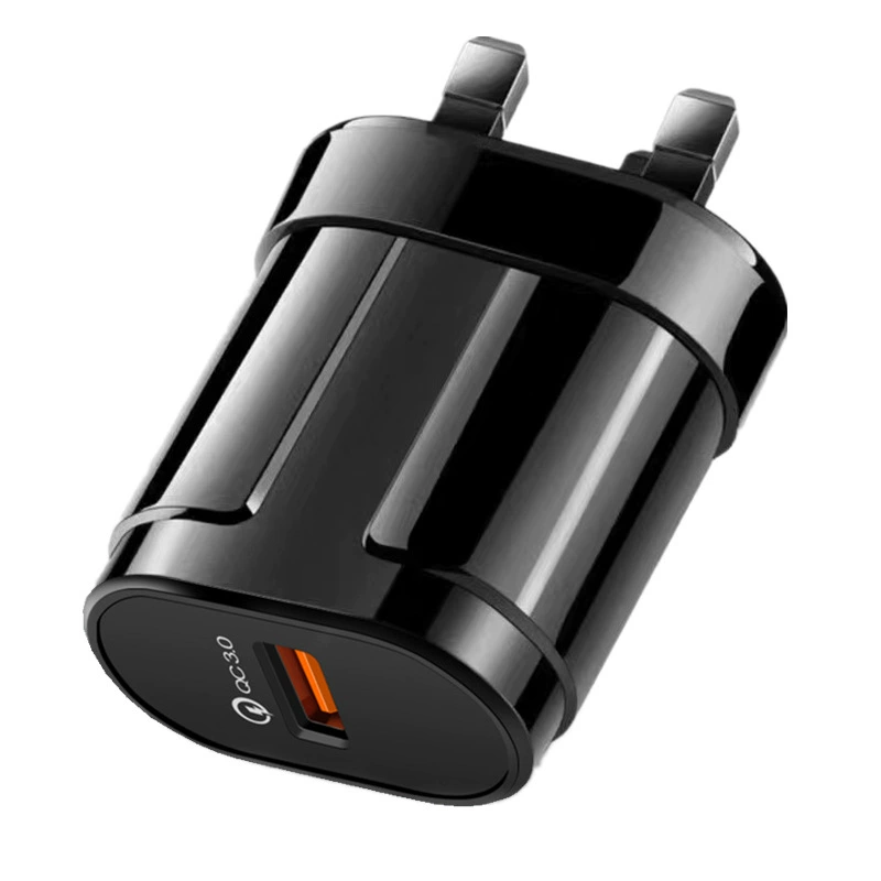 QC3.018W Европейский/Британский/Американский/Индийский/соответствующий зарядник 1 USB тройной-ножка настенный прямой зарядки быстрая зарядка головка
